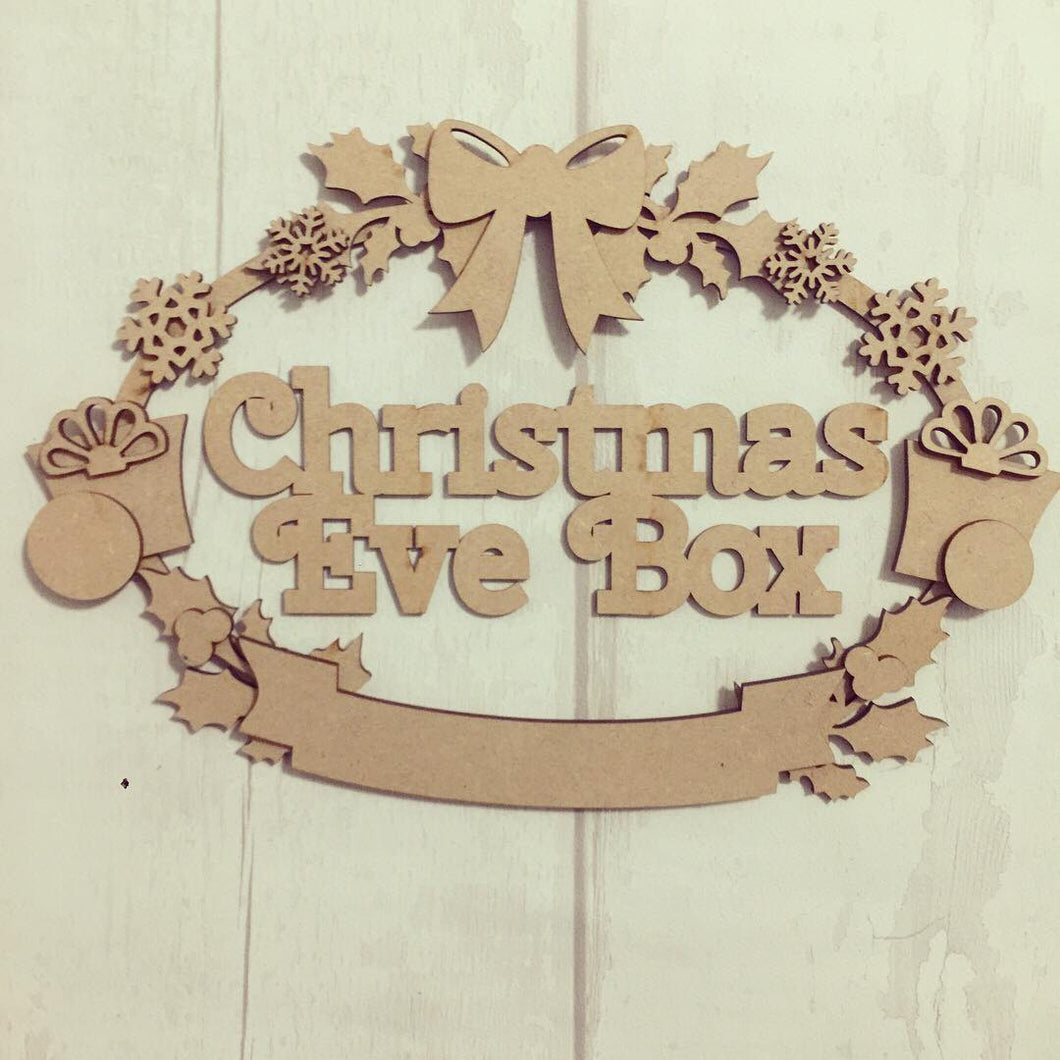 CH065 - MDF Oval Presents and Snowflake Wreath - Two Sizes & Wording Choice - Olifantjie - Wooden - MDF - Lasercut - Blank - Craft - Kit - Mixed Media - UK