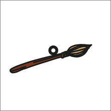 OL1892 - MDF Doodle Halloween Hanging - Broomstick - Olifantjie - Wooden - MDF - Lasercut - Blank - Craft - Kit - Mixed Media - UK