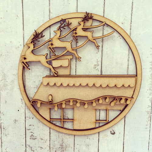 SJ047 - MDF Christmas Reindeer House - Olifantjie - Wooden - MDF - Lasercut - Blank - Craft - Kit - Mixed Media - UK