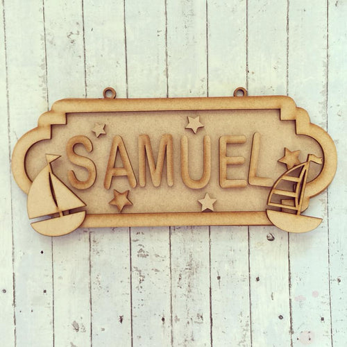 SS051 - MDF Sailboats Personalised Street Sign - Large (12 letters) - Olifantjie - Wooden - MDF - Lasercut - Blank - Craft - Kit - Mixed Media - UK