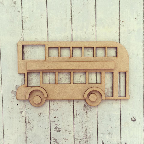 OL244 - MDF Double Decker Bus - Olifantjie - Wooden - MDF - Lasercut - Blank - Craft - Kit - Mixed Media - UK