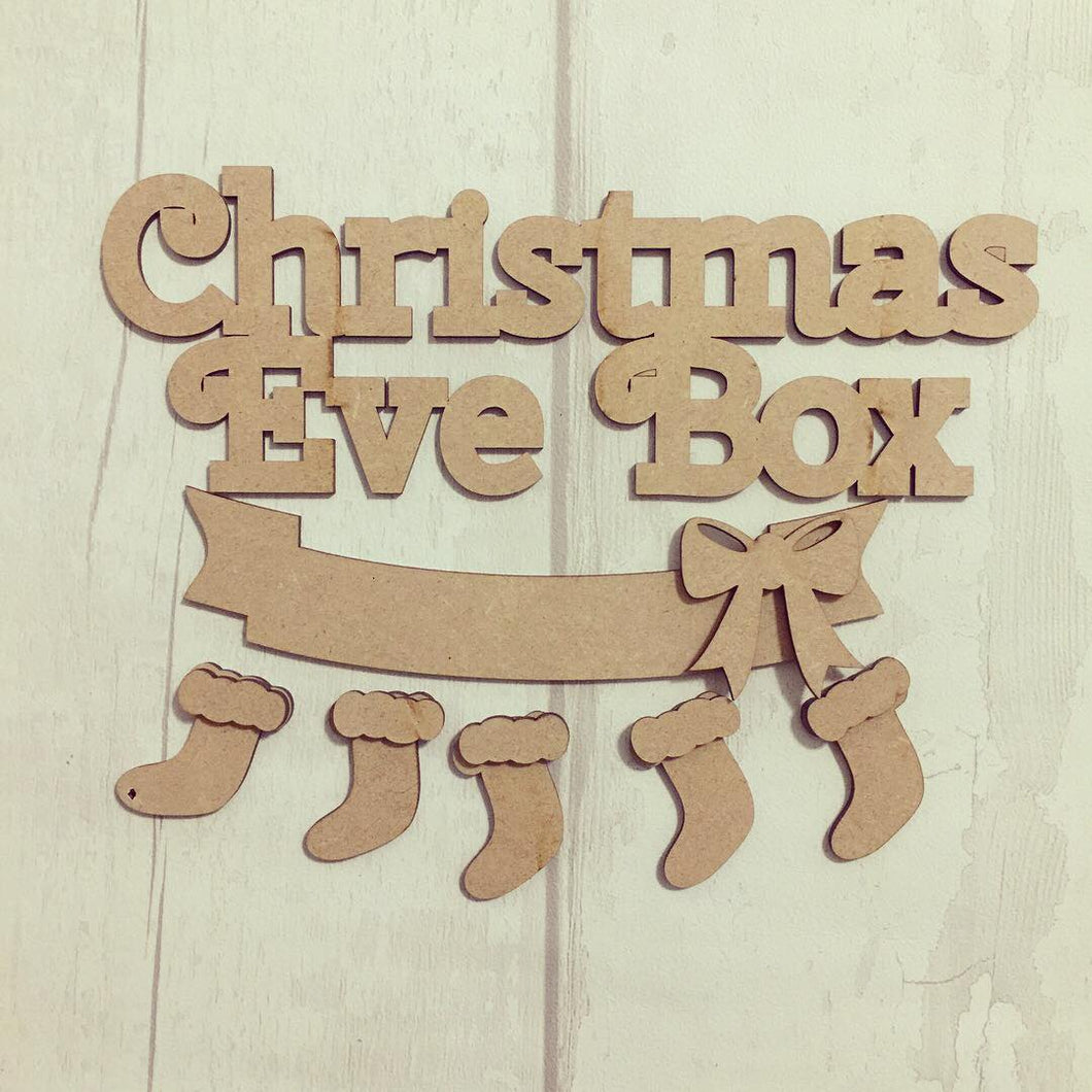 CH062 - MDF Stockings Christmas Eve Box Topper - Olifantjie - Wooden - MDF - Lasercut - Blank - Craft - Kit - Mixed Media - UK