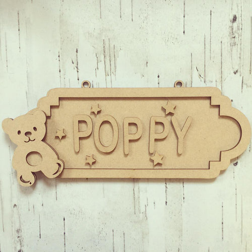 SS059 - MDF Teddy Themed Personalised Street Sign - Small (6 letters) - Olifantjie - Wooden - MDF - Lasercut - Blank - Craft - Kit - Mixed Media - UK