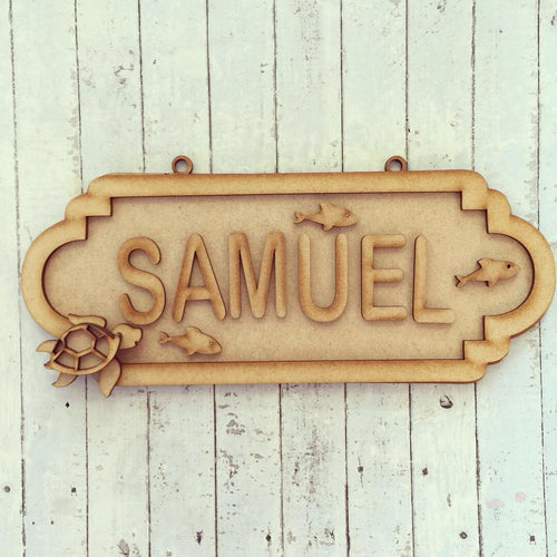 SS053 - MDF Turtle Personalised Street Sign - Small (6 letters) - Olifantjie - Wooden - MDF - Lasercut - Blank - Craft - Kit - Mixed Media - UK