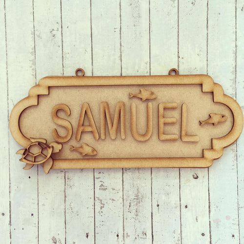 SS053 - MDF Turtle Personalised Street Sign - Medium (8 letters) - Olifantjie - Wooden - MDF - Lasercut - Blank - Craft - Kit - Mixed Media - UK