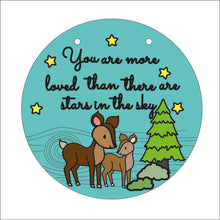 OL2071 - MDF Round Doodle Woodland Deer -  ‘you are more loved than there are stars in the sky’ - Olifantjie - Wooden - MDF - Lasercut - Blank - Craft - Kit - Mixed Media - UK