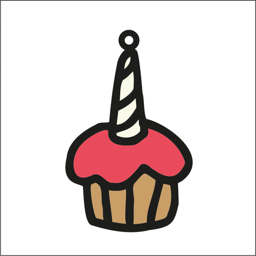 OL2014 - MDF Doodle Unicorn Hanging - Style 21 cupcake - Olifantjie - Wooden - MDF - Lasercut - Blank - Craft - Kit - Mixed Media - UK