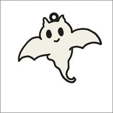 OL1908 - MDF Doodle Halloween Hanging - Cat Ghost - Olifantjie - Wooden - MDF - Lasercut - Blank - Craft - Kit - Mixed Media - UK