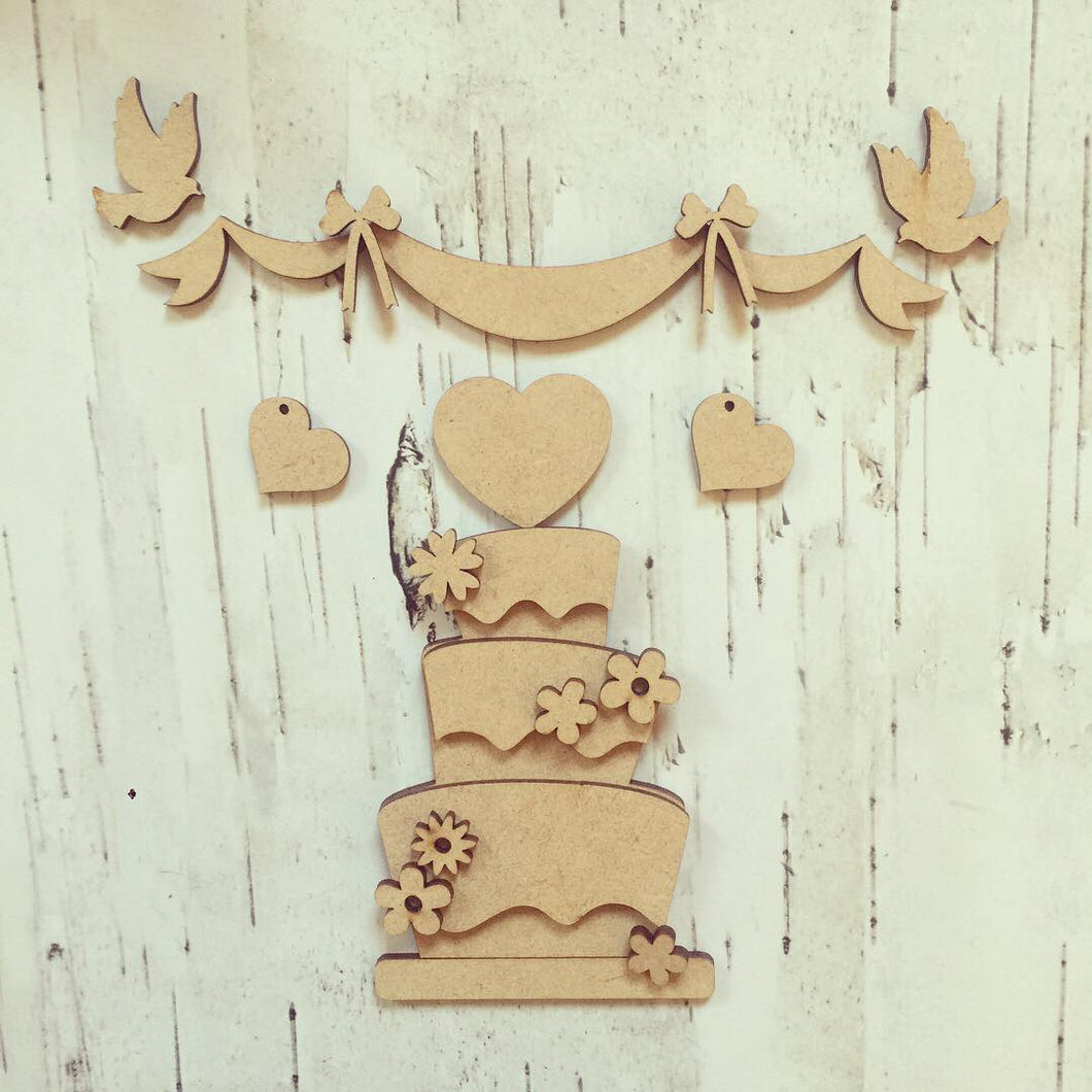 OL249 - MDF Wedding Cake Set - Olifantjie - Wooden - MDF - Lasercut - Blank - Craft - Kit - Mixed Media - UK