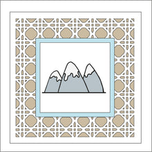 OL1845 - MDF Rattan effect square plaque with doodle Tribal - Mountains - Olifantjie - Wooden - MDF - Lasercut - Blank - Craft - Kit - Mixed Media - UK